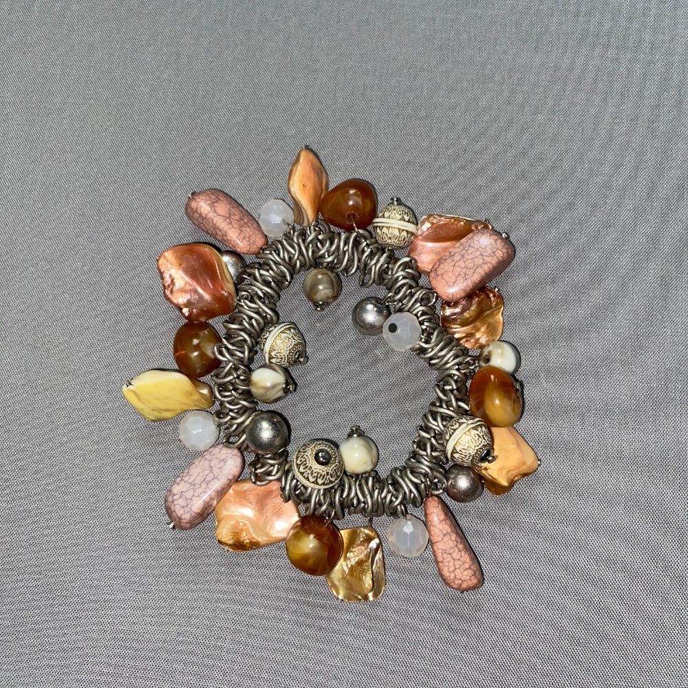 Vintage Stone Dangle Stretch Statement Bracelet P… - image 6